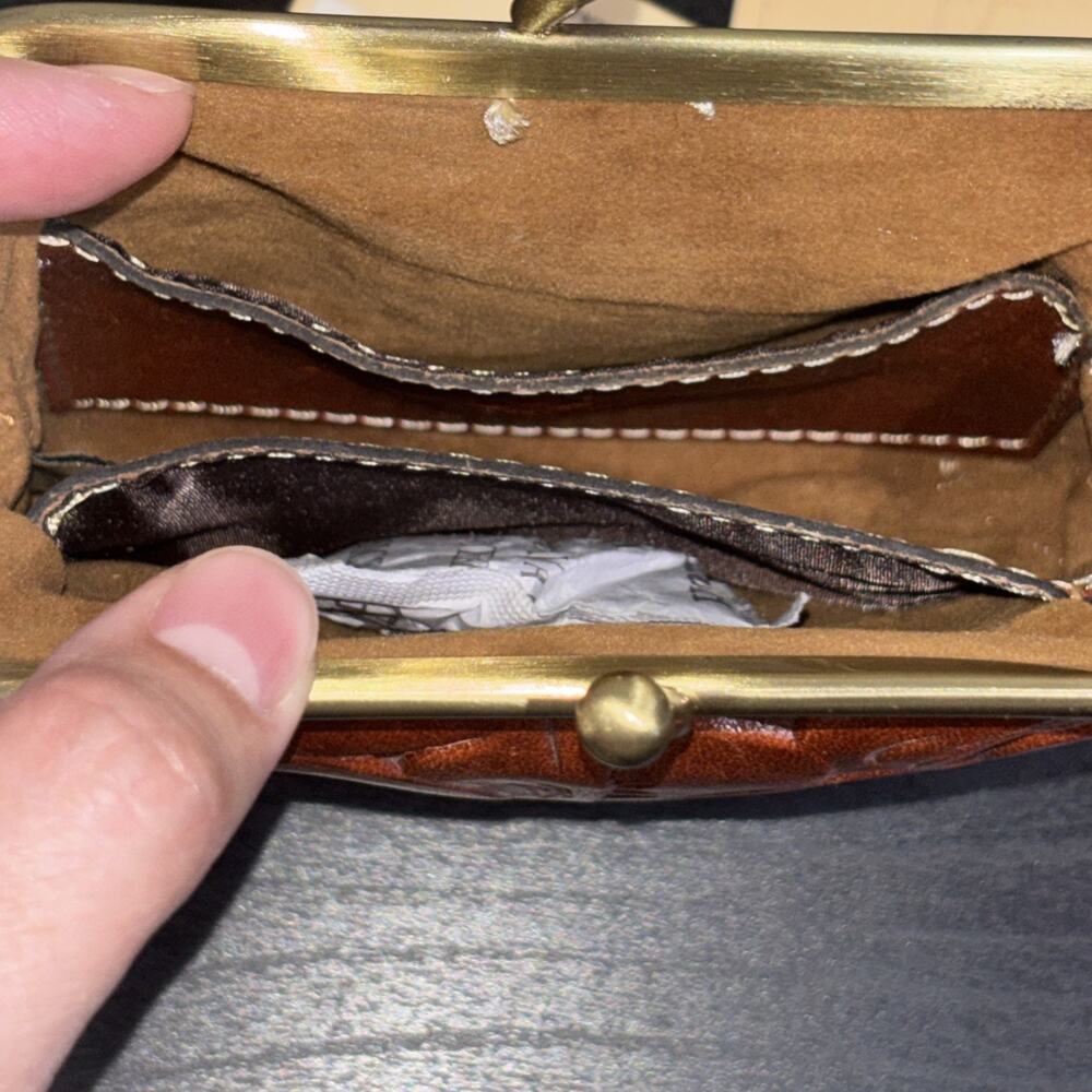 Patricia Nash Borse Florence Tooled Italian Leather Framed Kisslock Coin Purse - Picture 5 of 7